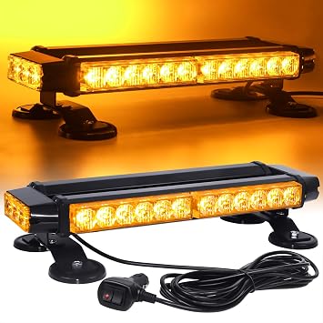 LINKITOM LED Strobe Light Bar, Magnetic Flashing Warning for Trucks, Amber