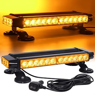 LINKITOM LED Strobe Light Bar, Magnetic Flashing Warning for Trucks, Amber - Image 1