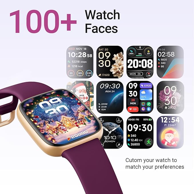 Fitpolo Smart Watch for Women, 1.85" AMOLED Fitness Tracker with Bluetooth Call, Heart Rate/Sleep/SPO₂ Monitor, 100+ Sports Modes, 3ATM Waterproof Smartwatch for Android/iPhone, Includes 2 Bands