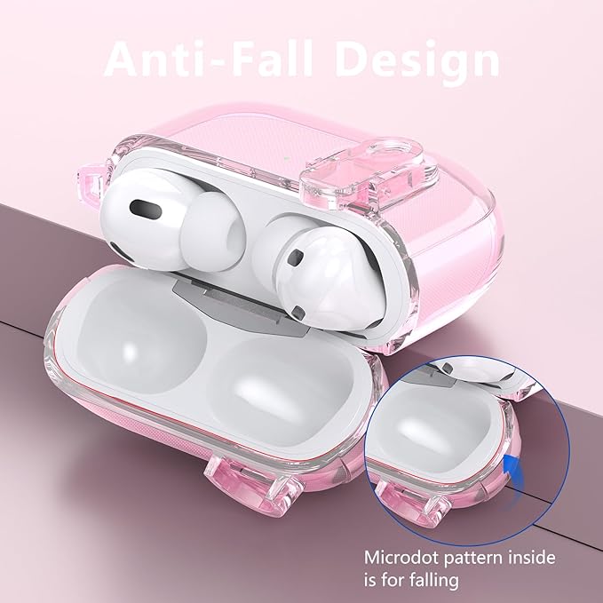 Case for Apple Airpods iPods Pro 3 Cases Cover Clear 2025 Cute Women, VISOOM Cute Air Pods Pro3 Case Clear Transparent Airpods iPods Pro 3rd Gen Protective Cases with Keychain/Lock/Cleaning Kit-Pink
