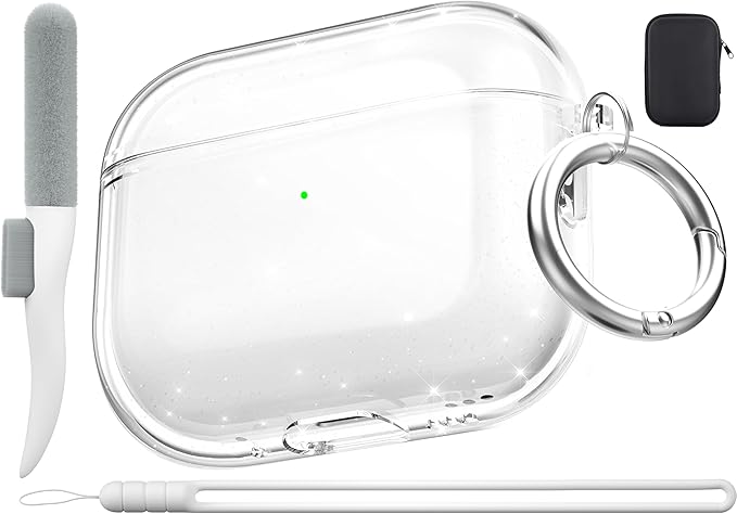 Valkit for Airpods Pro 3 Case Clear with Cleaner Kit | Soft TPU Airpods Pro 3 Generation Case | Protective Cover Shockproof | iPods Pro 3 Cases | for Air pods Pro Gen 3 2025(Clear Glitter)