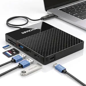 1TB External Hard Drive, USB C & USB 3.0 Multiport Hub+ SD/TF Card Reader 7-in-1 All in One, Docking Station, Multi-Function HDD for Windows, Mac, Android, iPhone 15/16/17, Laptop, Desktop