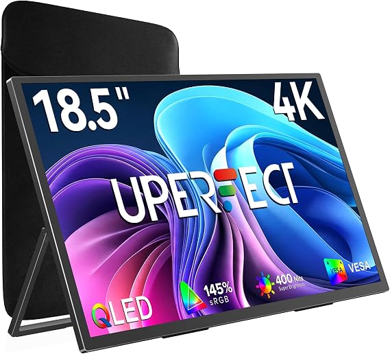 UPERFECT Portable Monitor 4K 60Hz 18.5", 145% sRGB QLED Laptop Monitor