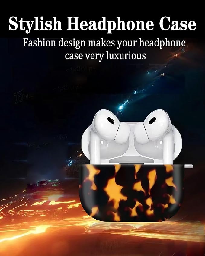 Cute Hard Case Compatible with AirPods Pro 2nd/1st Generation, Protective Cover with Golden Keychain, Fits 2023/2022/2019 Models, for Women, Girls, and Men(Luxury Leopard)