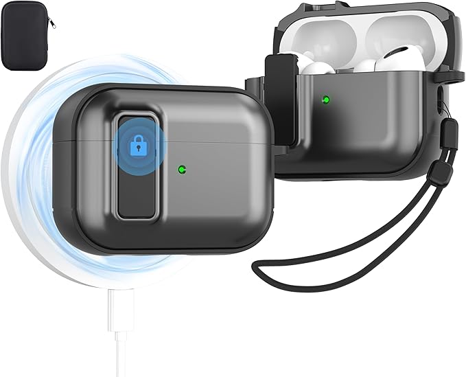 Valkit Compatible Airpods Pro 2nd/1st Generation Case with Cleaner Kit, Secure Lock Airpods Pro 2 Case Cover Magnetic Ready, Shockproof Protective Case for Airpods Pro 2nd/1st Gen(2023/2022/2019)