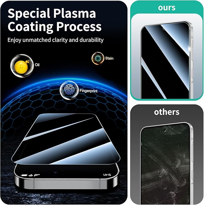 3*Privacy Screen Protector for Samsung Galaxy S24 FE/A56 with a Installation Alignment Aid, Anti-Spy Tempered Glass Film, Dark Private Black Protection, [Shatterproof][ Shockproof][Scratchproof]