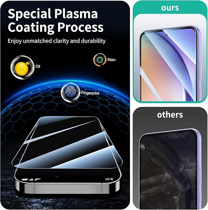 3*Screen Protector for Samsung Galaxy S23 FE/A54 with a Installation Alignment Aid, Double Shatterproof HD Tempered Glass Film, Impact-Protection [9H Hardness][Anti-Shatter][Anti-Scratch]