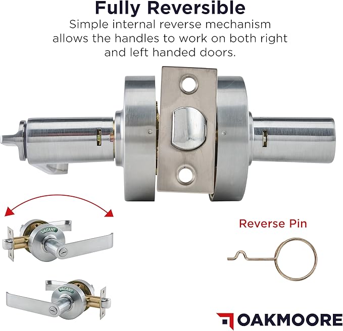 Commercial Door Handle Lock, Bathroom Locks for Home Doors, Vacant Occupied Bathroom Restroom Door Handles, Privacy Lock, Occupied Door Handle (Silver)