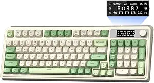 AULA S99 Pro Wireless Keyboard, Display Screen & Media Knob, Tri-Mode Bluetooth/2.4G/USB-C RGB Creamy Gaming Keyboard with Number Pad Macro Keys, Custom Computer Keyboards for Laptop PC Gamer - Green