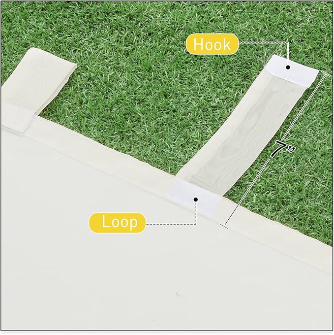 NICETOWN 2 Panels Outdoor Sheer Curtains for Patio Waterproof, Detachable Sticky Tab Top Elegant & Airy Sheer Panels Lightweight Drapes for Pergola/Porch, W54 x L84, Beige