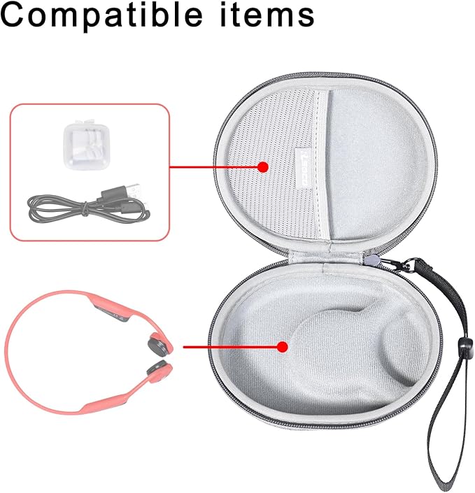 RLSOCO Hard Case for SHOKZ OpenRun Mini/OpenRun Pro 2/Pro Mini Open-Ear Bone Conduction Sport Headphones (Case Only)