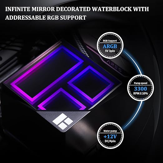 Thermalright Frozen Infinity 240 Black CPU Aio Cooler,TL-M12*2 PWM Fans,Computer CPU Water Cooler,ARGB Infinity Mirror,240 CPU Liquid Cooling:LGA1851/1700/1150/1151/1200/2011,PC Water Cooling