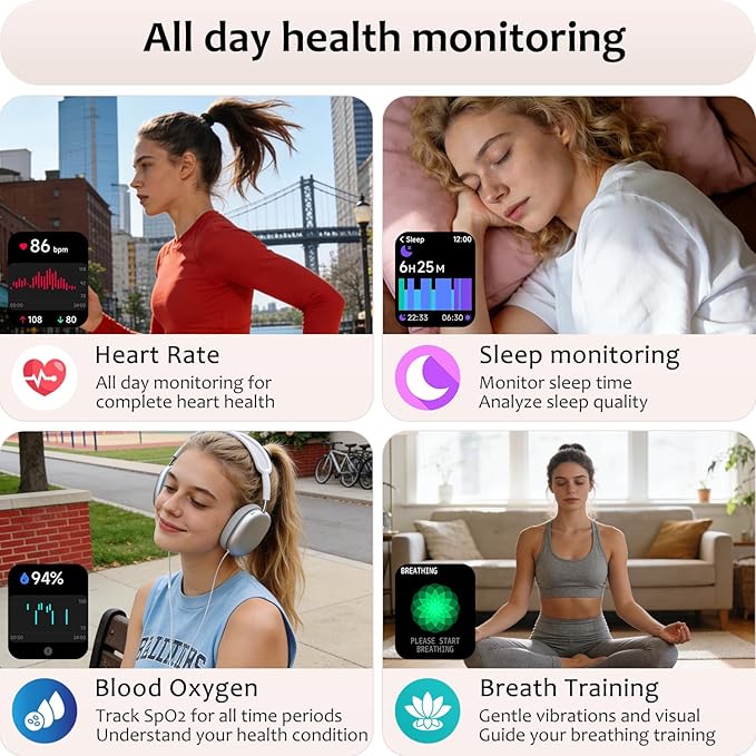 Smart Watch (Answer/Make Call) for iPhone&Android, 1.83" Smartwatches with Sleep Monitor Heart Rate Activity Tracking, IP68 Waterproof, Fitness Tracker 100+Sport, Reloj Inteligente 30 Day+Battery Life
