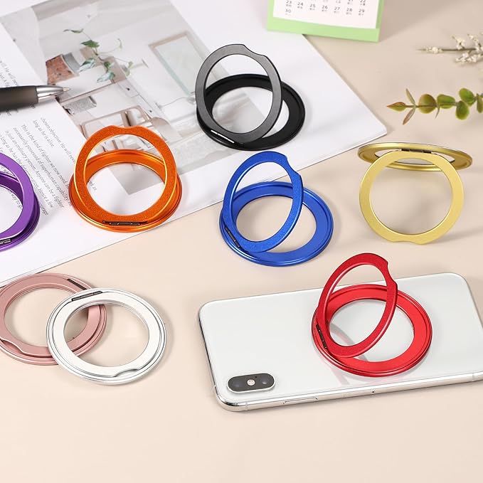 PATIKIL Phone Ring Holder, Metal 360 Rotation Magnetic Phone Grip Holder Stand with Adhesive Backing Smartphone Finger Grip Kickstand for Tablet Case Car Mount Accessory, Orange
