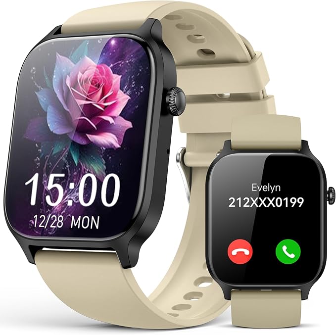 Smart Watch for Women Men- Answer/Make Call, 2025 Fitness Tracker Watch with IP68 Waterproof Sleep Step Counter Activity Smartwatch for Samsung Andriod iPhone iOS Compatible (Gray, 1.81)