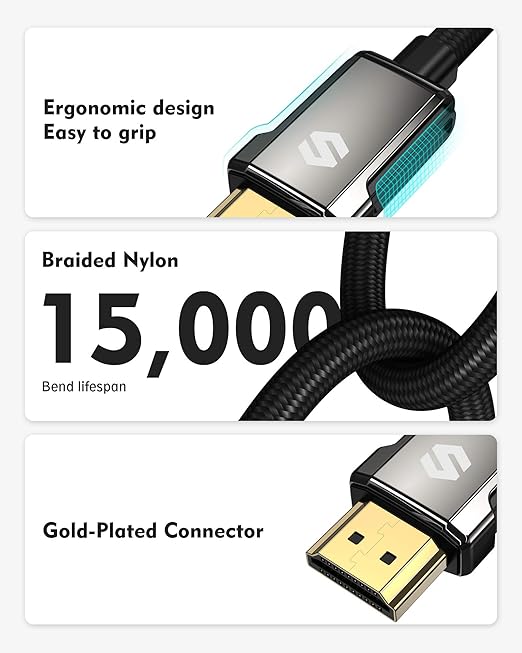 Silkland 4K HDMI ARC Cable for Soundbar 10FT, High Speed 18Gbps HDMI 2.0 Cable, [4K HDR, ARC HDCP 2.2, Ethernet], Braided HDMI Cord, Compatible Compatible for Vizio Samsung Sound bar, UHD TV, Blu-ray