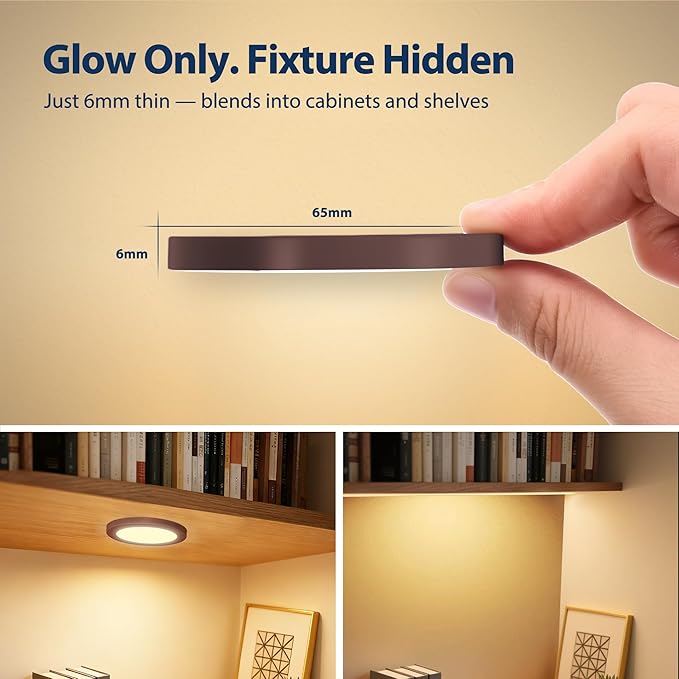 LED Puck Lights, Smart Under Cabinet Lighting with Remote Control, Color Temperature Adjustable, Works with Alexa & Google Home, Plug-in Lights for Kitchen, Counter, Closet, Shelf (8 Pack)