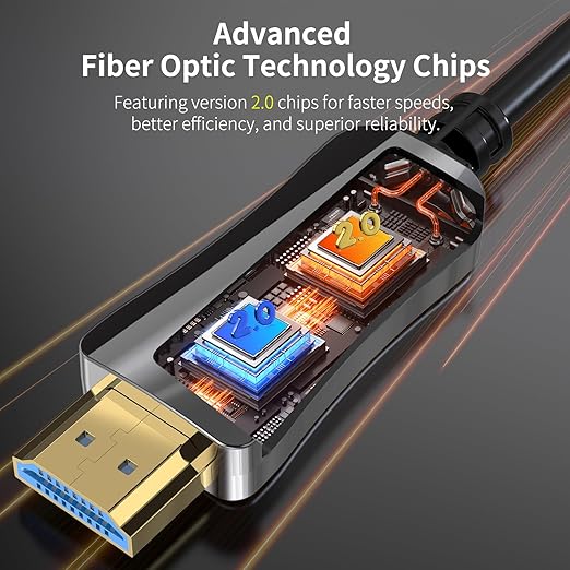 Fiber Optic HDMI Cable 328ft, Fiber HDMI Cable Supports 4K@60Hz, 4:4:4/4:2:2/4:2:0, HDR, Dolby Vision, HDCP2.2, ARC, 3D, High Speed 18Gbps, Slim and Flexible HDMI Fiber Optic Cable