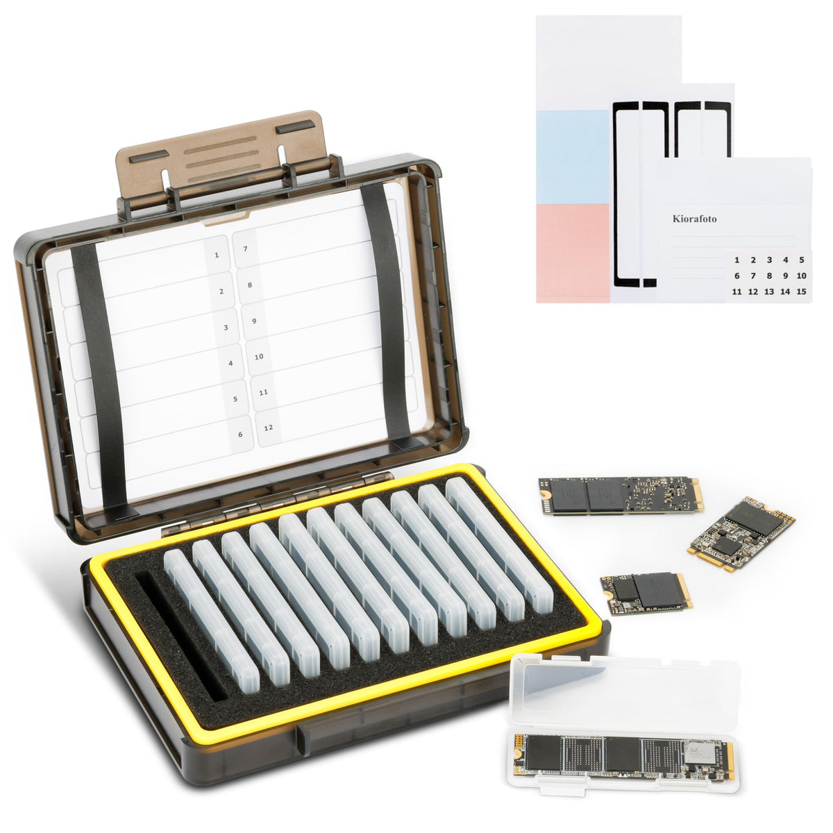 Dual Protect M.2 SSD Holder with 12 PCS Individual Clear M.2 NVMe Case