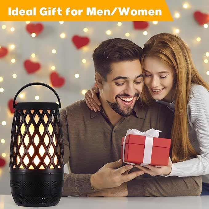 Houkiper Upgraded Outdoor Bluetooth Speakers, 1PACK RGB Flame Speaker Multi-Sync Speakers, Flame Torch Atmosphere Speaker for Party Garden Patio, IPX6 Waterproof, Gifts for Men Women
