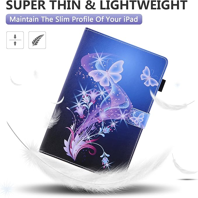Dteck for Fire Max 11 Tablet PU Leather Protective Folio Fold Stand Case with Auto Sleep Wake, Adjustable Viewing Angles, 4 Card Slots, Slim Cute Case, Purple Butterfly