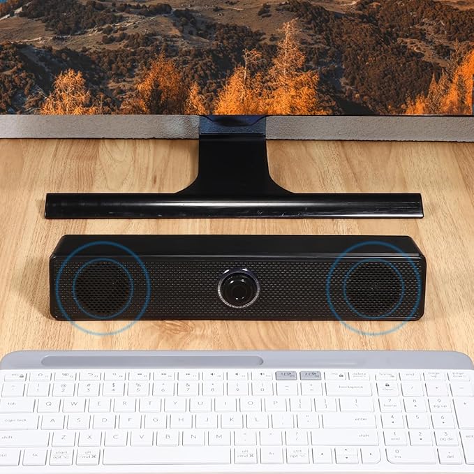 HOMSFOU Wired Sound Bar 2.0 Speaker System with Subwoofer for Tv Pc Mobile Devices Small Surround Sound System Clear Stereo Audio