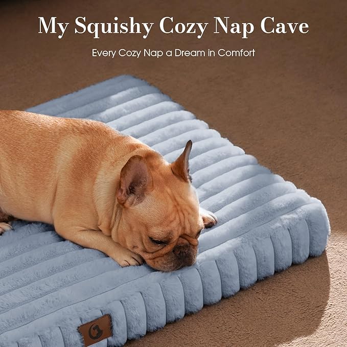 Extra Large Dog Bed for Crate, Orthopedic Dog Bed with Waterproof Lining, Soft Short Plush Surface & Egg Crate Foam, Machine Washable Pet Bed with Removable Cover & Anti Slip Bottom