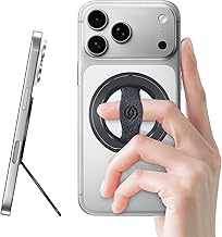 EWA MagOne 3rd Gen [Compatible with MagSafe] Phone Grip Stand with Finger Strap, Removable Magnetic Ring Holder Kickstand Loop for iPhone 17,16,15,14,13,12 Series (Black) - Image 1