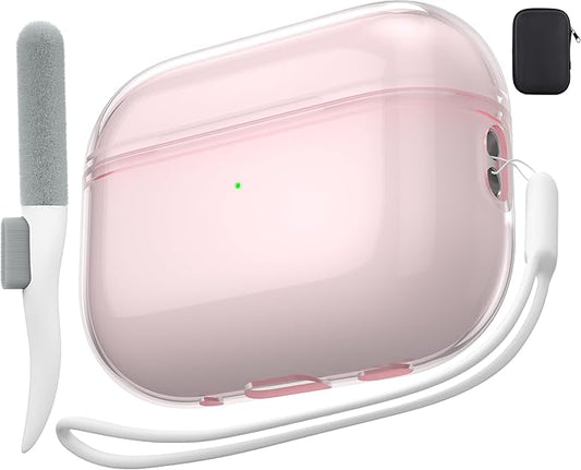 Valkit AirPods Pro 2nd Gen Case, Clear with Cleaner Kit, Soft TPU Material, Shockproof, Protective Cover for Charging Port, Portable Lanyard Included