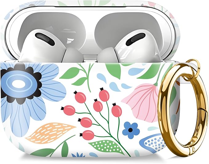 Compatible with AirPod Pro 2nd//1st Generation Case Cover with Key Chain,Full Protective Shockproof Wireless Headphone Case for Airpod Pro 2023/2022/2019（Blue Butterfly）