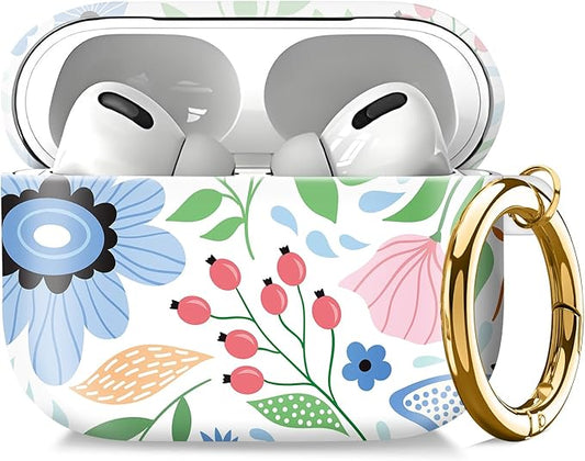 Compatible with AirPod Pro 2nd//1st Generation Case Cover with Key Chain,Full Protective Shockproof Wireless Headphone Case for Airpod Pro 2023/2022/2019（Blue Butterfly）