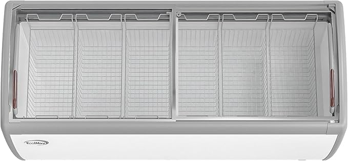 KoolMore Commercial Ice Cream Freezer Display Case with 6 Storage Baskets and Clear, Sliding Lid for Convenient Stores, Gas Stations, or Business Use, Large 20 cu. ft. Capacity (MCF-20C)