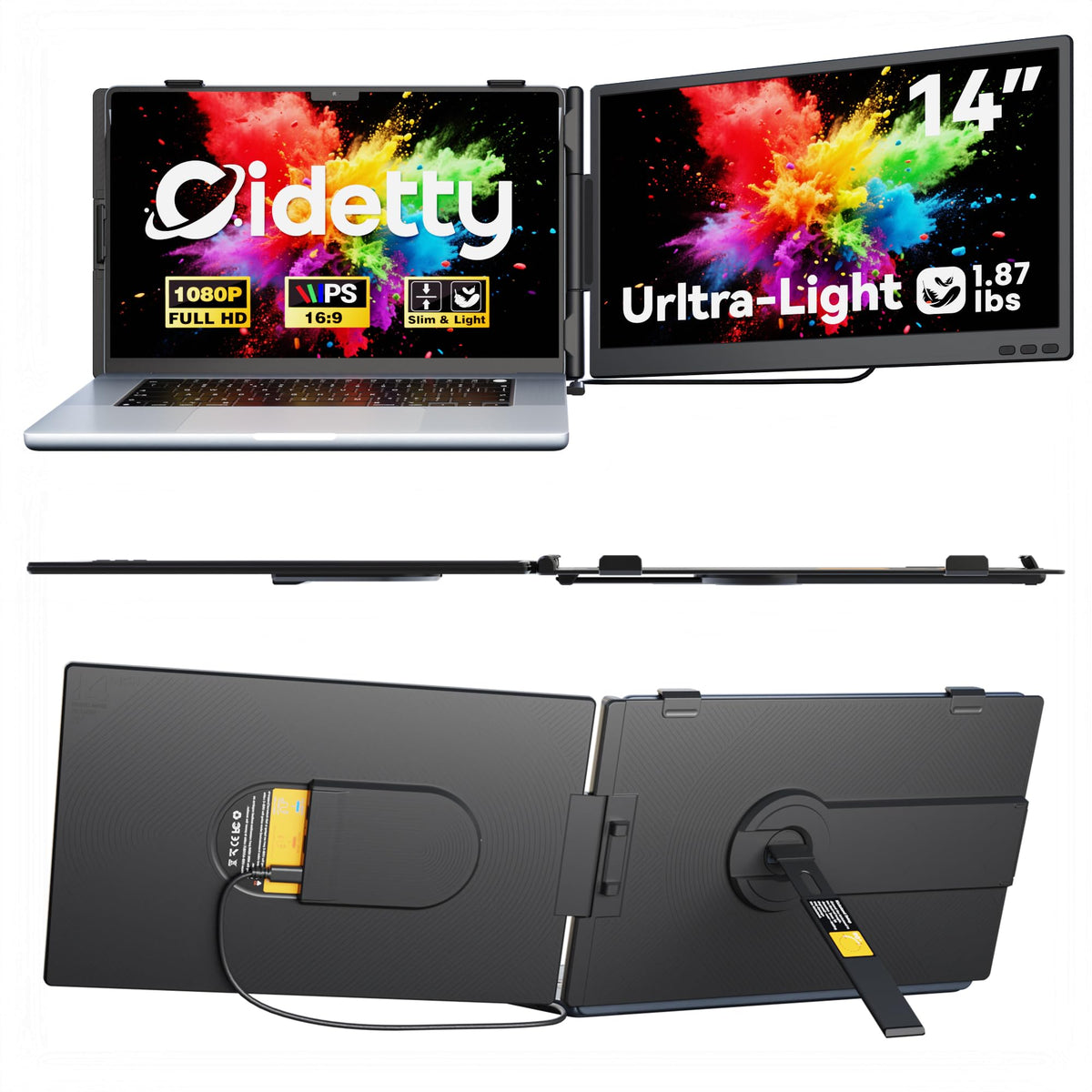 CIDETTY Laptop Screen Extender Monitor Portable, 14" | Computer Access - Image 1