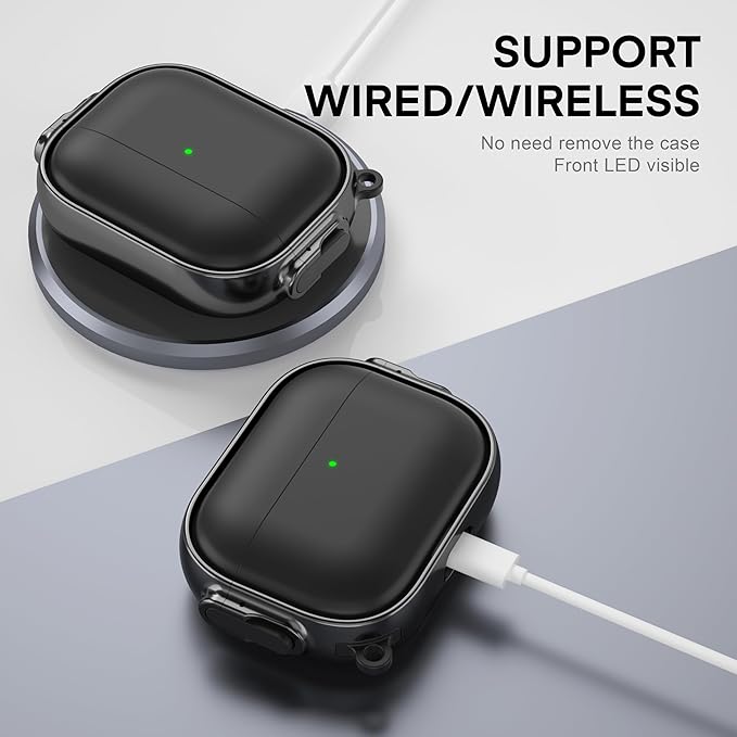 Maxjoy for AirPods Pro 3rd Generation Case with Lock, Cute AirPods Pro 3 Case Lock Protective Hard AirPod Pro 3 Cover for Women Men with Keychain for Airpod Pro 3rd Gen Cover 2025, Black