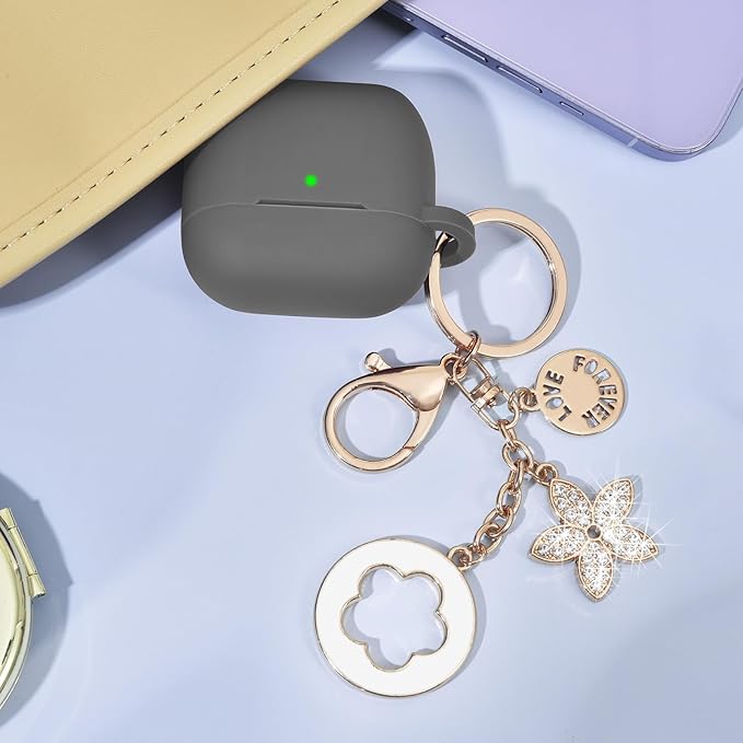 Case Compatible for Apple Airpods 4 - VISOOM Airpods 4 Cases 2024 Cover Women Anti-Drop Silicone iPods 4 Earbuds Wireless Accessorie Charging Cases Girl Bling Keychain for Airpod iPods 4th Generation