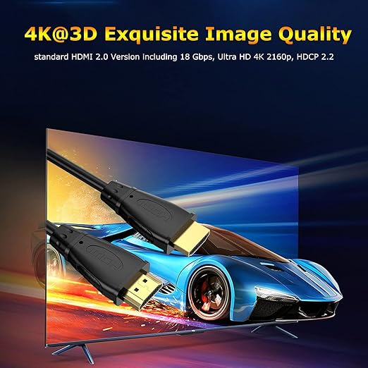 4K Short HDMI Cable 1 Foot, 2-Pack, High Speed HDMI 2.0 Cable Supports ARC & CL3 Rated for Laptop, Soundbar, Monitor, PS5, PS4, Xbox One, Fire TV, etc