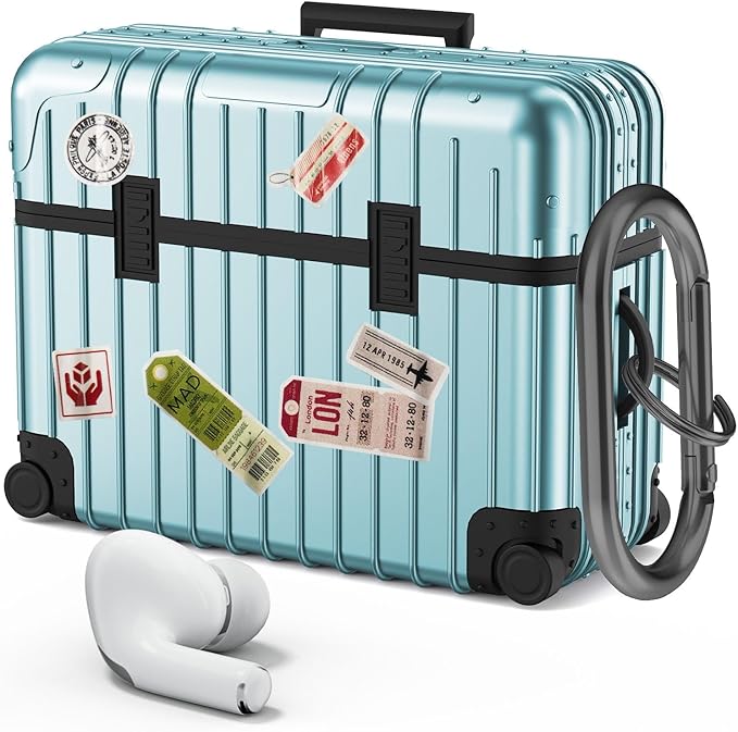 KOREDA Compatible with AirPods Pro 2nd/1st Generation Case Cover, Cute Funny Suitcase Design Case for Airpods Pro 2nd/1st Gen, Fashion Protective Hard Case for Women Men with Keychain
