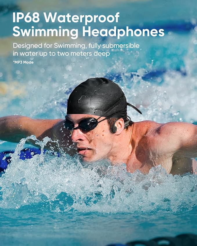 Swimming Headphones, Bone Conduction Headphones, 5.4 Bluetooth wireless open Earphones Sports,IP68 Waterproof Headphone Built-in 32GB MP3 Player,swimming headphone underwater for Running, Cycling