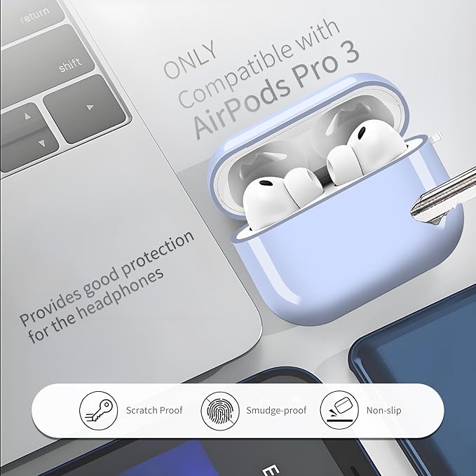AirPod Pro 3 (2025) Case Cover for Women, Cute Shockproof Protective Case with Gold Round Buckle, Anti-Drop Design Compatible with Apple AirPods Pro 3rd Generation (USB-C Cable) Blue