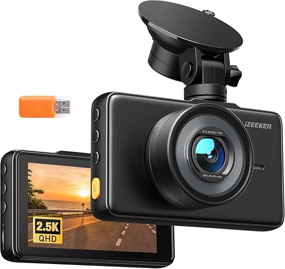 iZEEKER 2.5K Dash Cam Front, 1440P QHD Car Camera with 3" IPS Display