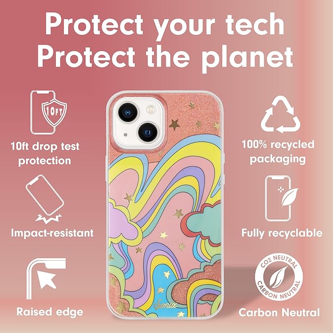 Sonix Case for iPhone 15 Plus, iPhone 14 Plus | Compatible with MagSafe | 10ft Drop Tested | Illusion Rainbow