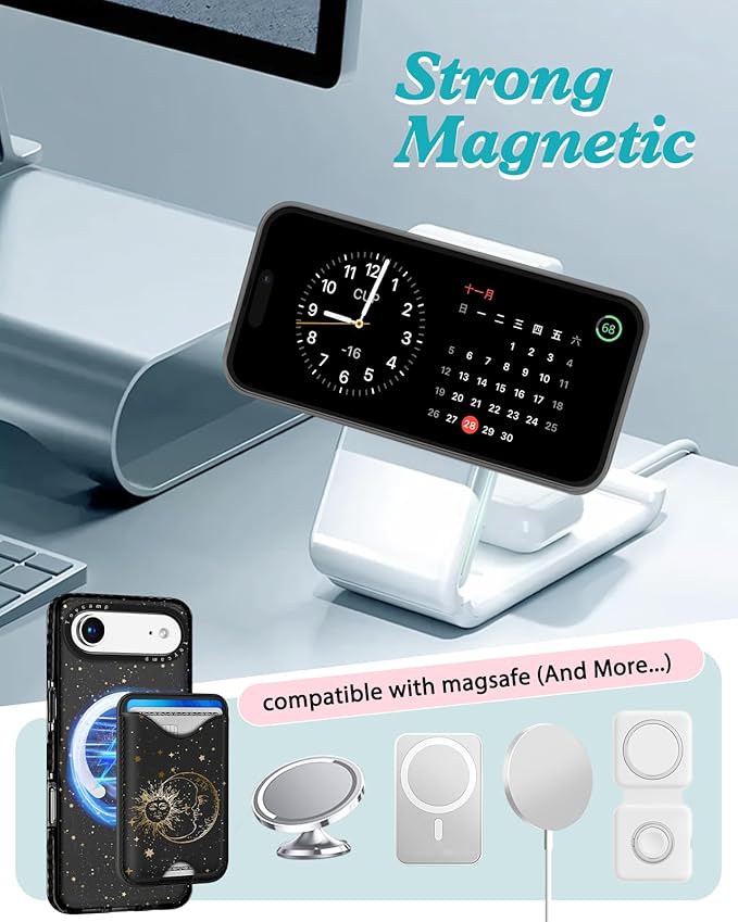 Toycamp for iPhone 17 Air Case - Compatible with Magsafe Credit Card Holder Wallet Magnetic Cute Women Teen Girls Kawaii Girly Unique Sun Moon Design Phone Cover for Apple 17 Air