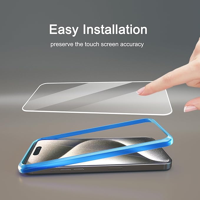 Ailun 3 Pack Screen Protector for iPhone 15 Plus [6.7 inch] + 3 Pack Camera Lens Protector with Installation Frame,Case Friendly Tempered Glass Film,[9H Hardness] - HD
