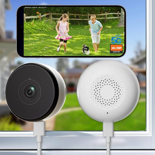 2K 3MP Window Security Camera 2-Pack Indoor Dome WiFi Full Color Night Vision Two-Way Audio Motion Detection Alexa