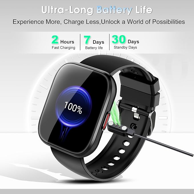 aycy Smart Watch for Men Women Bluetooth Call, 1.85" HD Touch Screen Fitness Watch with Sleep Heart Rate Monitor, 112+ Sports Modes, IP68 Waterproof Activity Trackers for Android iOS, Black