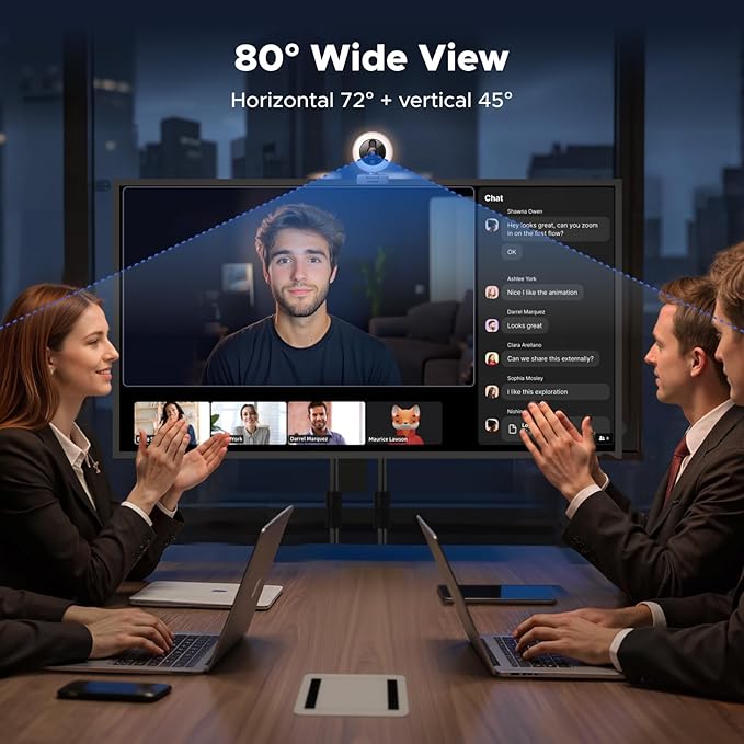 2K Webcam with 4-Level Ring Light and Noise Canceling Microphone for Video Calls Streaming and Remote Work
