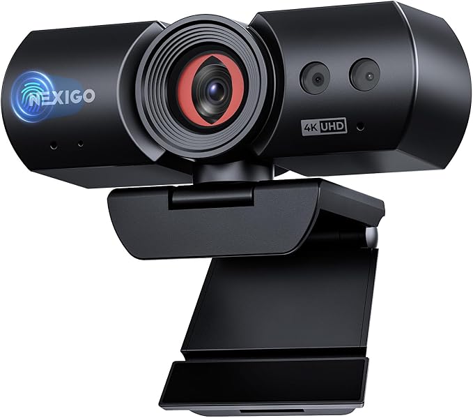 NexiGo HelloCam Ultra, 4K Webcam with Windows Hello Facial Recognition, Auto Electronic Shutter, 1080p 60fps, 9-Step Digital Zoom, Stereo Mics, Ultra HD Web Cam for Zoom/Teams/Streaming/Video Calls