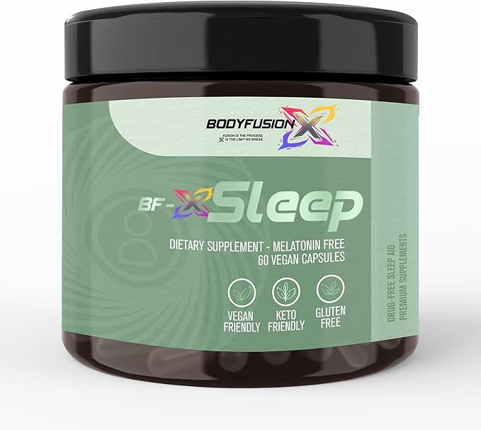 BodyFusionX Sleep Calm-Relax with KSM-66® Ashwagandha & L-Theanine – Natural Sleep Support Supplement, Stress Relief & Post-Workout Recovery – Melatonin-Free, Non-Habit Forming, Vegan Capsules