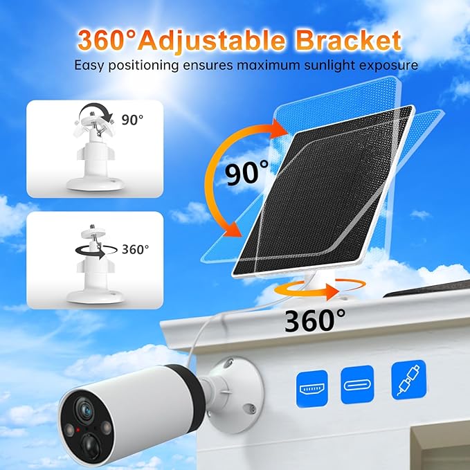 Solar Panel for Blink Camera - Outdoor 4 (4th Gen) Camera Solar Panel with 13 Ft Power Cable, Adjustable Mount and IP65 Waterproof