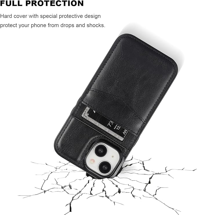 KIHUWEY Compatible with iPhone 15 Case Wallet with Credit Card Holder, Flip Premium Leather Magnetic Clasp Kickstand Heavy Duty Protective Cover for iPhone 15 6.1 Inch (Black)